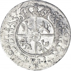 RR-, Naśladownictwo pruskie szóstaka lipskiego Augusta III, 6 krajcarów Wrocław 1755