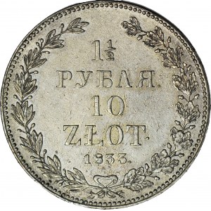 Zabór Rosyjski, 10 złotych = 1 1/2 rubla 1833, NG, Petersburg, piękne