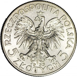 5 złotych 1933, Głowa, mennicza