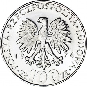 100 złotych 1974, PRÓBA nikiel, M. Skłodowska - mała głowa