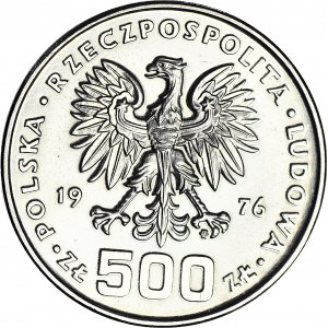 500 złotych 1976, PRÓBA, nikiel, Kazimierz Pułaski, profil