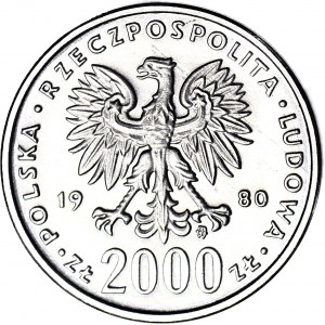 2000 złotych 1980, PRÓBA, nikiel, Lake Placid