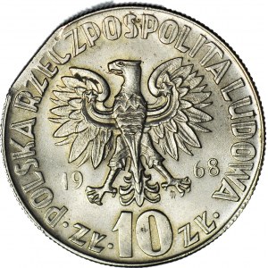 10 złotych 1968 , M. KOPERNIK, DESTRUKT, końcówka blachy
