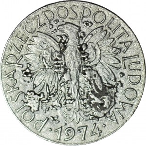 R-, 5 złotych 1974 Rybak, fałszerstwo z epoki w aluminium