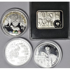 Zestaw 4 szt. 20 złotych 2002, 2003 i 2008