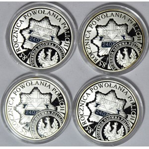 Zestaw 4 szt. 10 złotych 2004, 85 rocznica powołania policji