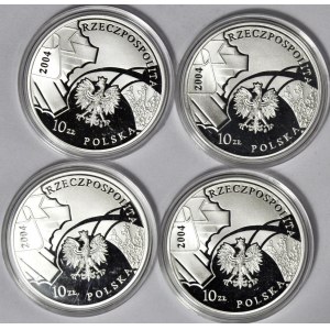 Zestaw 4 szt. 10 złotych 2004, 85 rocznica powołania policji