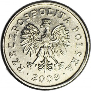 R-, 20 groszy 2009, DESTRUKT, przesunięcie bicia