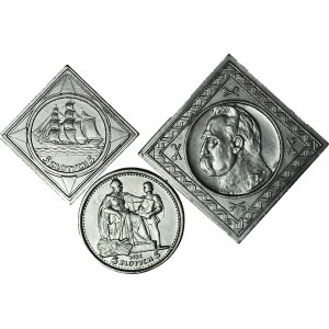 Zestaw 3 szt., współczesne kopie rzadkich monet II RP