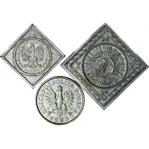 Zestaw 3 szt., współczesne kopie rzadkich monet II RP