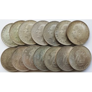 Srebro, Zestaw 40 sztuk monet Szwecja 5 koron 1952, Gustaw VI Adolf, 70 urodziny