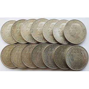 Srebro, Zestaw 50 sztuk monet Szwecja 5 koron 1959, Gustaw VI Adolf, 150-lecie Konstytucji