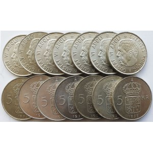 Srebro, Zestaw 100 sztuk monet Szwecja 5 koron, Gustaw VI Adolf