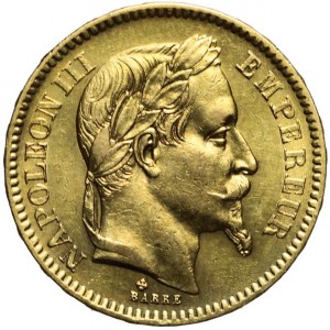 Francja, Napoleon III, 20 franków 1865 BB, Strasbourg