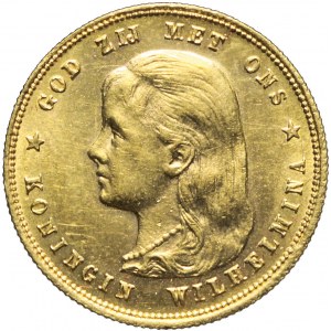 Holandia, Wilhelmina, 10 guldenów 1897, wczesny typ portretu