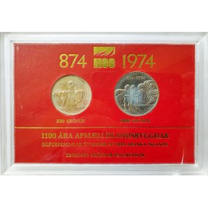 Islandia, Zestaw 500 koron i 1000 koron, 1100-lecie pierwszego zasiedlenia, 1974