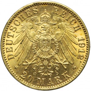 Niemcy, Prusy, 20 marek 1912 J, Wilhelm II, Hamburg