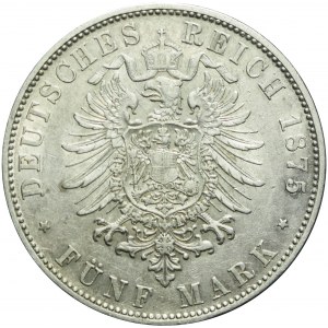 Niemcy, Bawaria, 5 marek 1875 D, Ludwik II, Monachium