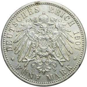 Niemcy, Prusy, 5 marek 1907 A, Wilhelm II, Berlin