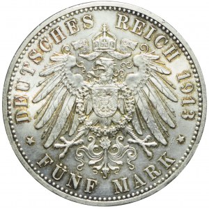 Niemcy, Prusy, Wilhelm II, 5 marek 1913 A, bardzo ładne