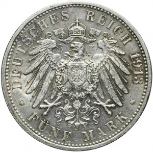 Niemcy, Badenia, Fryderyk II, 5 marek 1913 G, Fryderyk II, Karlsruhe