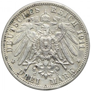 Niemcy, Wirtembergia, , 3 marki 1911 F, Wilhelm II, Stuttgart