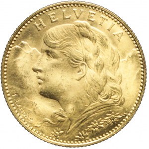 Szwajcaria, 10 franków 1922, piękne
