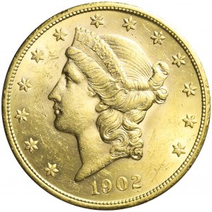Stany Zjednoczone Ameryki (USA), 20 dolarów 1902 S, Liberty Head, bardzo ładne