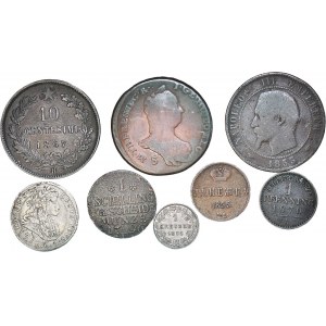 Zestaw 10 monet europejskich od 1695 do 1870