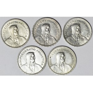 Szwajcaria, Zestaw pięciu monet srebrnych 5 franków