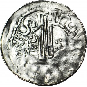 Niemcy, Esslingen, Henryk II 1002-1024, denar, kółeczko i dwie kropki/cztery kropki