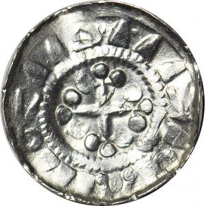 Cross denarius 11th century, cross with balls/cross, pseudo legend