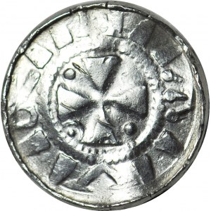 Cross denarius 11th century, cross with balls/cross, pseudo legend