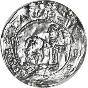 Bolesław III Krzywousty 1107-1138, Brakteat protekcyjny po 1113 r., Kraków, WYŚMIENITY