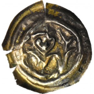 RR-, Mieszko III Stary 1173-1202, Gniezno, Brakteat łaciński, Książę z liściem palmowym, R5