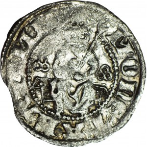 RR-, Kazimierz III Wielki 1333-1370, Kwartnik duży (Półgrosz) Kraków, potrójne pierścienie, symetryczny tron skrzyniowy