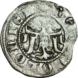 RR-, Kazimierz III Wielki 1333-1370, Kwartnik duży (Półgrosz) Kraków, potrójne pierścienie, symetryczny tron skrzyniowy