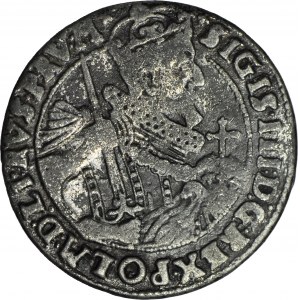 R-, Zygmunt III Waza, Ort 1624, typ bydgoski, naśladownictwo lub fałszerstwo z epoki w słabym srebrze