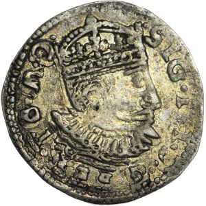 RRR-, Zygmunt III Waza, Trojak 1595, typ olkuski, naśladownictwo w dobrym srebrze