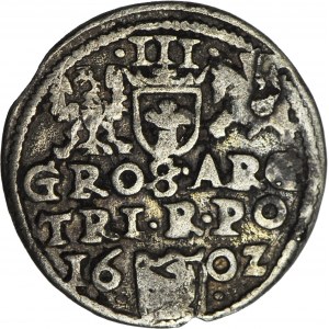 RR-, Zygmunt III Waza, Trojak 1602, anomalny lub naśladownictwo w dobrym srebrze