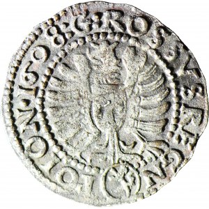 RR-, Zygmunt III Waza, Grosz 1608 portretowy, fałszerstwo lub naśladownictwo z epoki wybite w srebrze