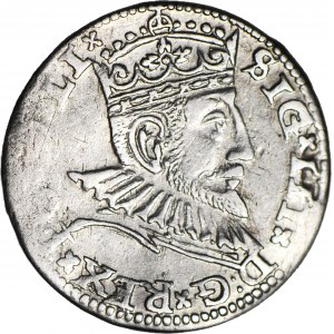 RR-, Zygmunt III Waza, Trojak 1591, Ryga, korona zwieńczona globem z krzyżem, nienotowany