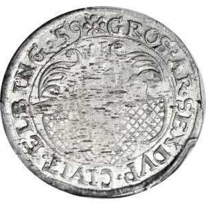 RR-, Karol X Gustaw, Szóstak 1659, Elbląg, duża rozeta