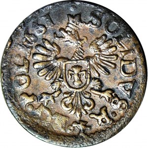 RR-, Jan Kazimierz, Szeląg koronny 1661, SOLIDVS, Przasnysz 3 sztuki na 17391