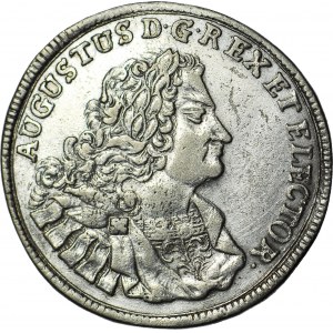 R-, August II Mocny, 2/3 talara (gulden) 1708 ILH, Drezno, MONOGRAM AR, R4