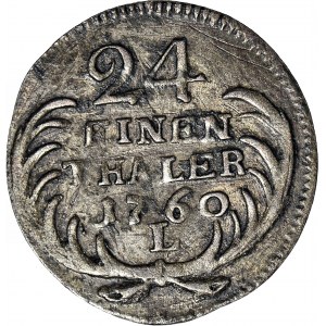 RR-, August III Sas, 1/24 Taler 1760 L ohne Herstellermarke, sehr selten