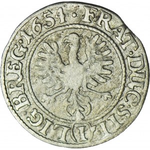 R-, Śląsk, Śląsk, Jerzy III, Ludwik IV i Chrystian, 1 krajcar 1654 - hybryda 1653/1654 Brzeg