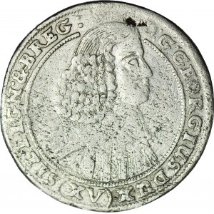 RRR-, Śląsk, Jerzy III Brzeski, 15 krajcarów 1659, Brzeg, tarcza na rewersie; najrzadszy rocznik, nienotowana!