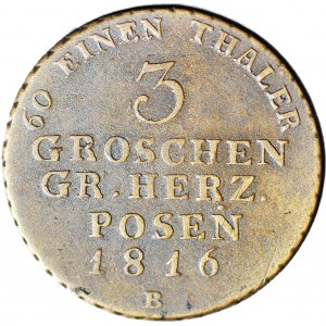 Wielkie Księstwo Poznańskie, 3 grosze 1816 B, Wrocław