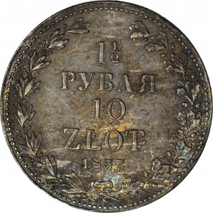 Zabór Rosyjski, 10 złotych = 1 1/2 rubla 1837, MW, Warszawa, piękne